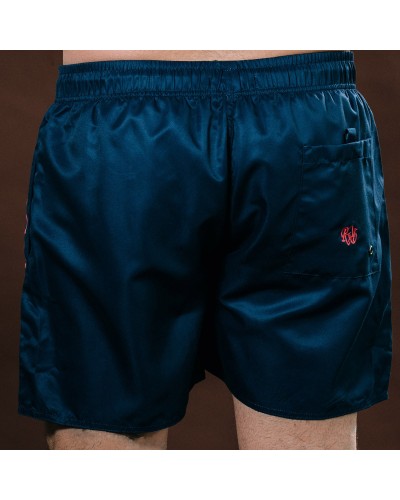 Short de bain Rugby en Marine et Fuchsia