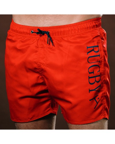 Short de bain Rugby en Rouge et Marine