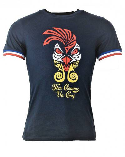 T-shirt de rugby tribal French Rooster - Marine - Enfant