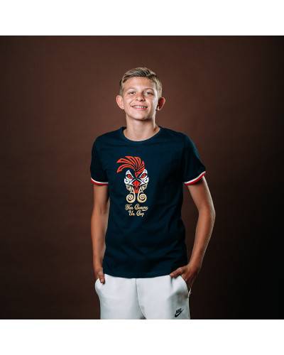 T-shirt de rugby tribal French Rooster - Marine - Enfant