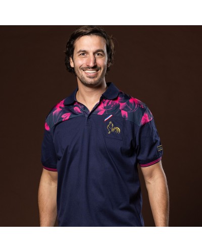 Polo rugby Fleur de Lys fuchsia