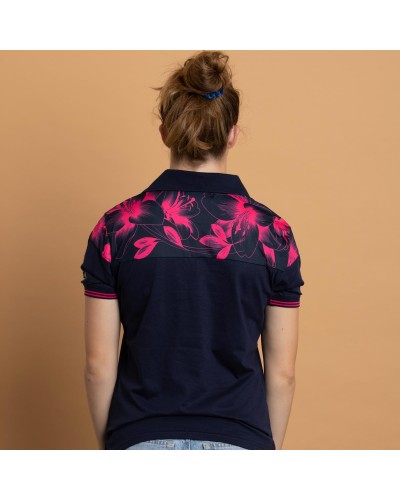 Polo rugby Fleur de Lys fuchsia - Femme
