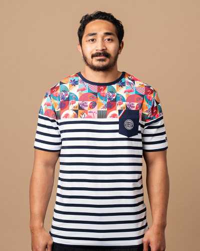 T-shirt Marinière Flamant Rose