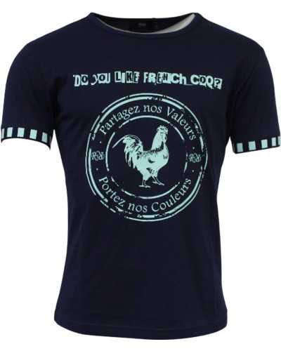 T-shirt rugby Coq en Vert d'eau