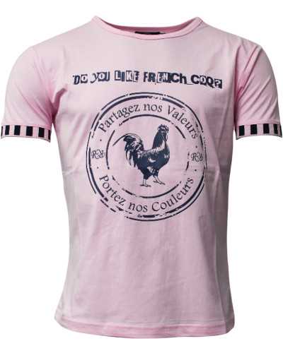 T-shirt rugby Coq en Rose clair