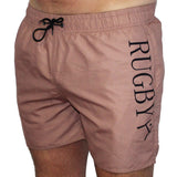 Short de bain Rugby en Beige et Noir