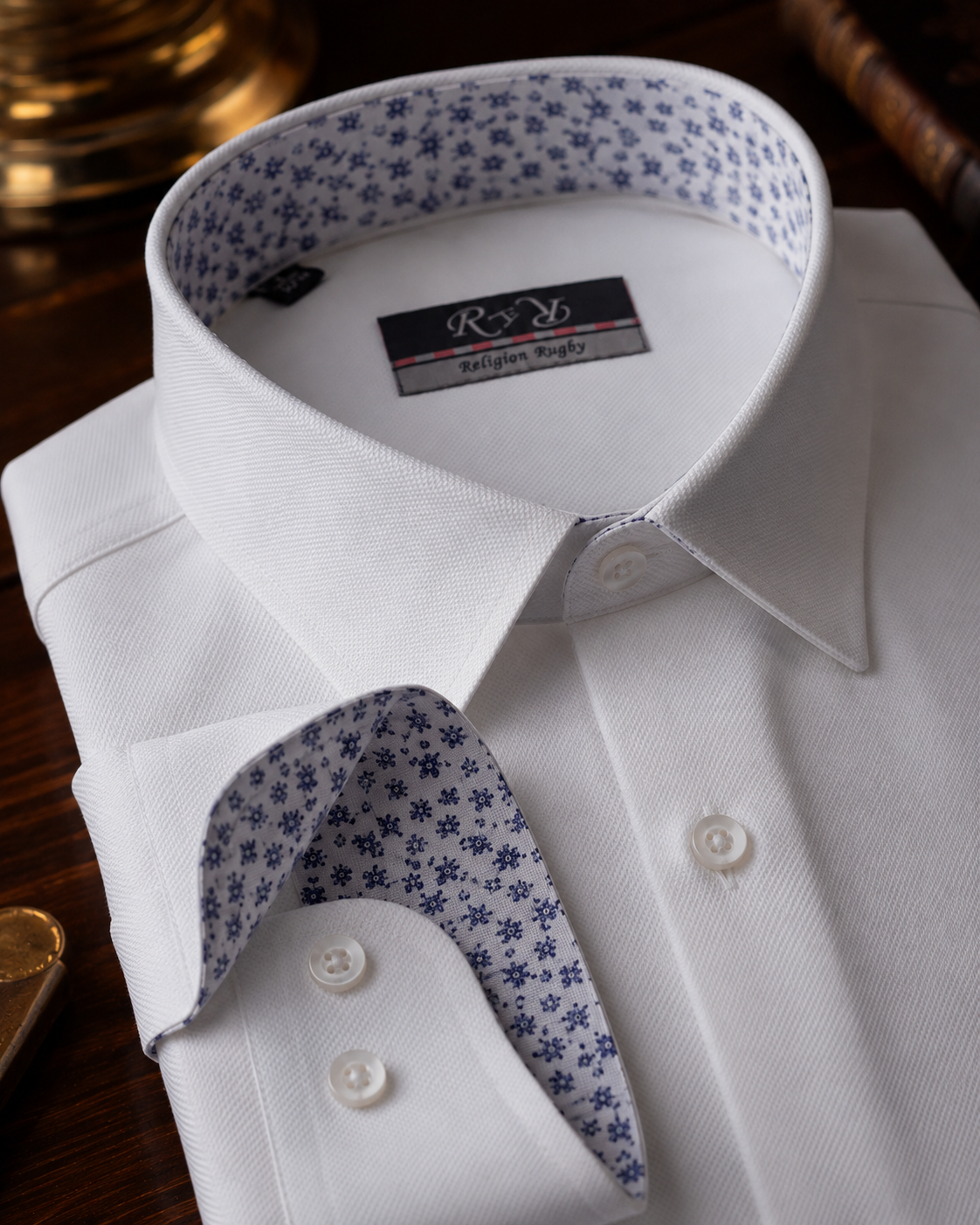Chemise Rugby Oxford Fleur Bleue