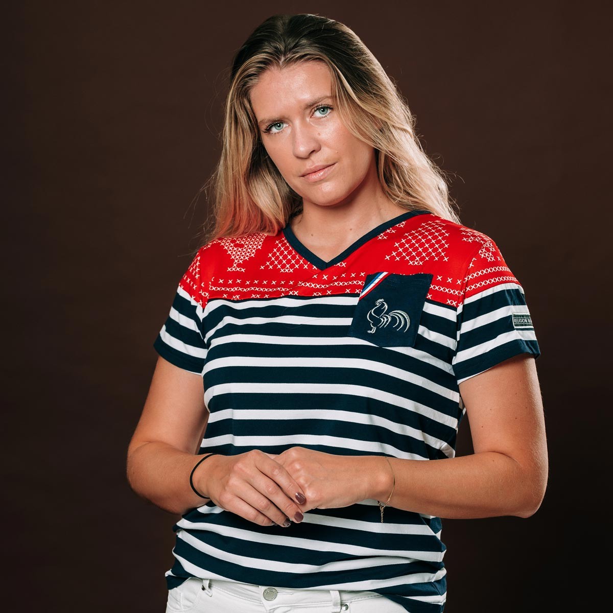 T-shirt de rugby Christmas Marinière - Femme