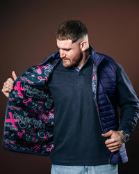 Men's Lightweight Rugby Puffer Jacket - Navy