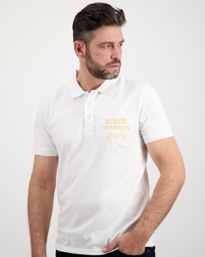 Men's White Times Polo Shirt - Stade Toulousain
