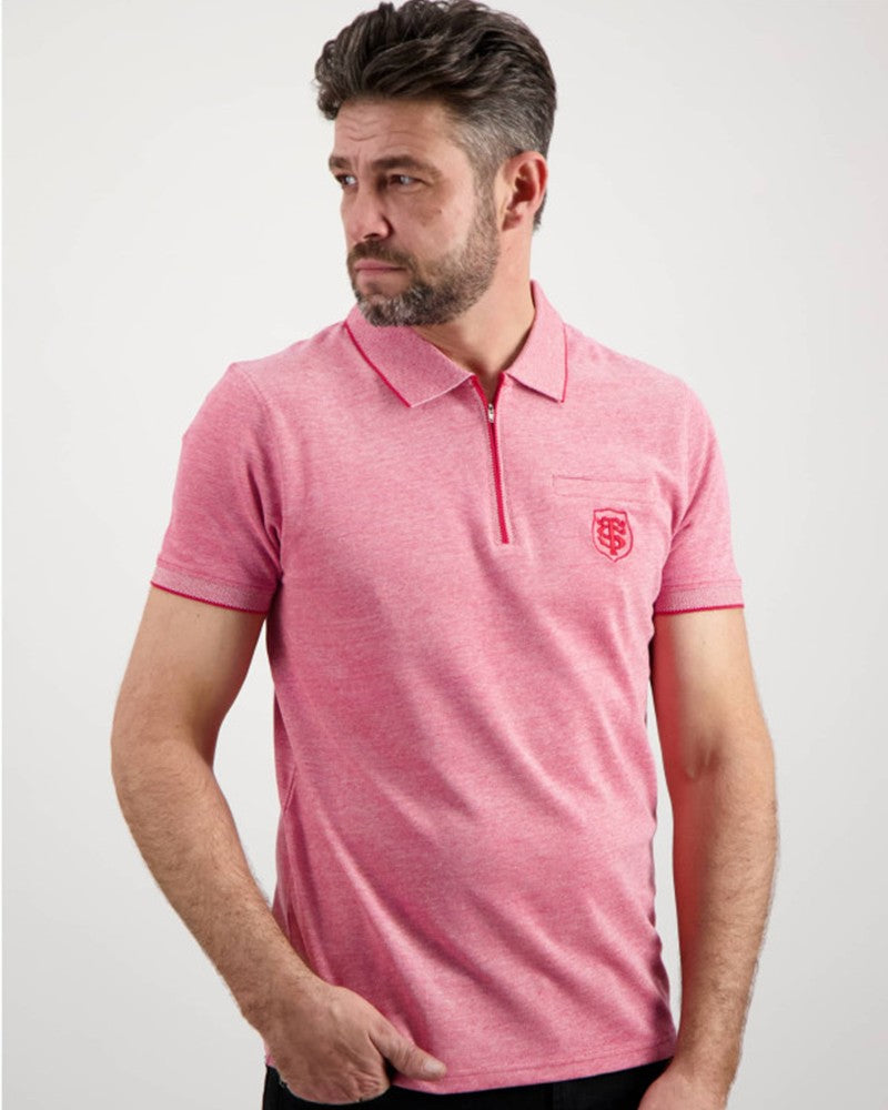 Men's Red Zip Polo Shirt - Stade Toulousain