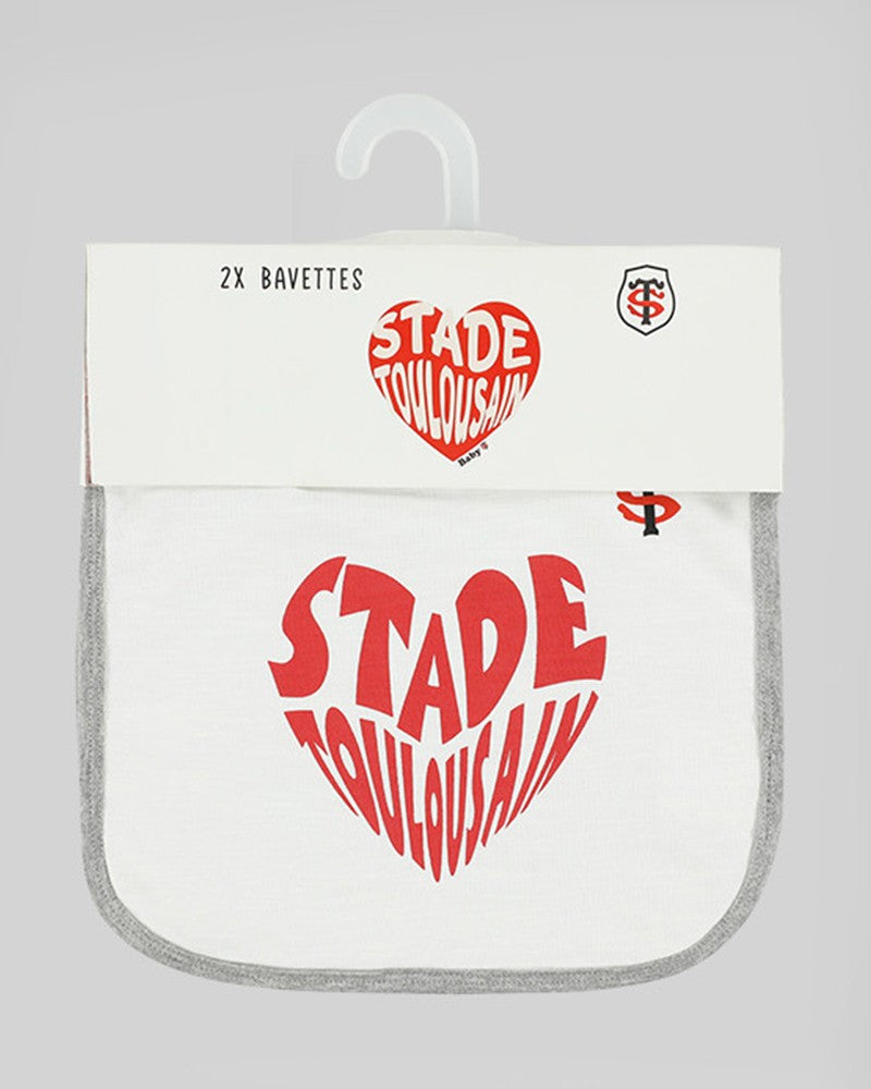 Set of 2 Baby Bibs with Heart - Stade Toulousain