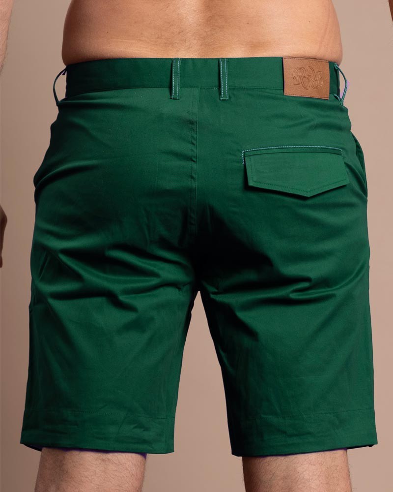 Forest green Bermuda shorts with French flag