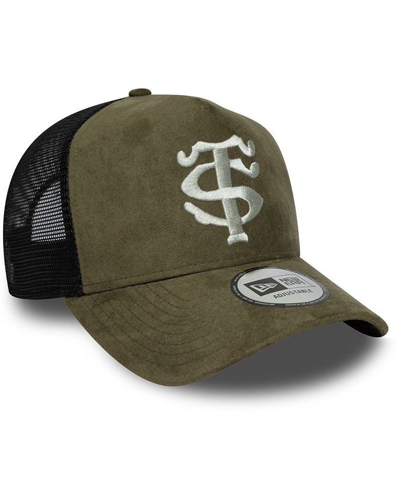 New Era x Stade Toulousain Khaki Faux Suede EF Trucker Cap