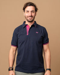 Coq rugby polo in navy & pink
