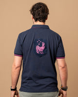 Coq rugby polo in navy & pink