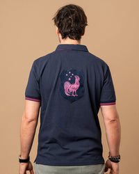 Coq rugby polo in navy & pink