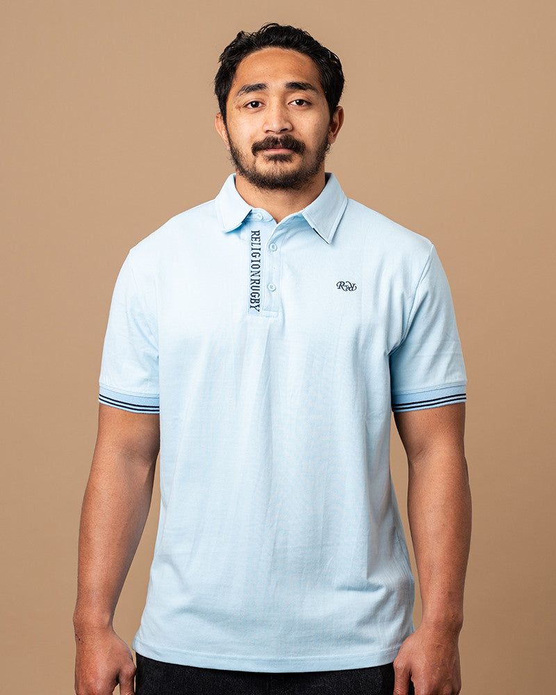 Sky & navy Coq rugby polo shirt