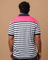 Fuchsia Striped Rugby Polo