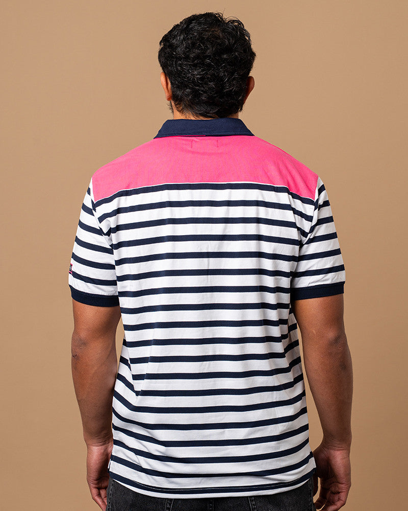 Fuchsia Striped Rugby Polo