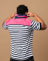 Fuchsia Striped Rugby Polo