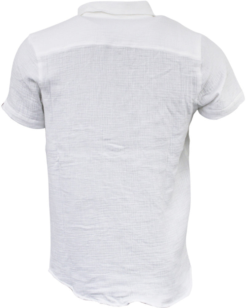 White Cotton Gauze Rugby Shirt