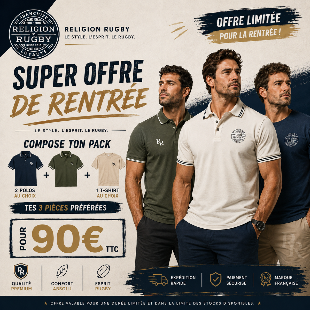 2 Polos+ un t-shirt au choix