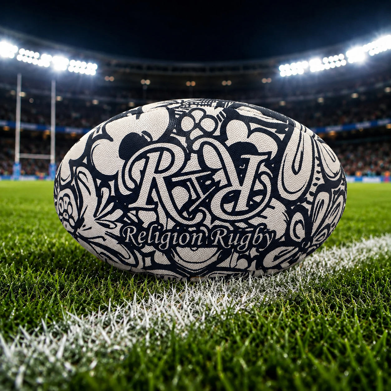 Ballon de Rugby Fleur Marine
