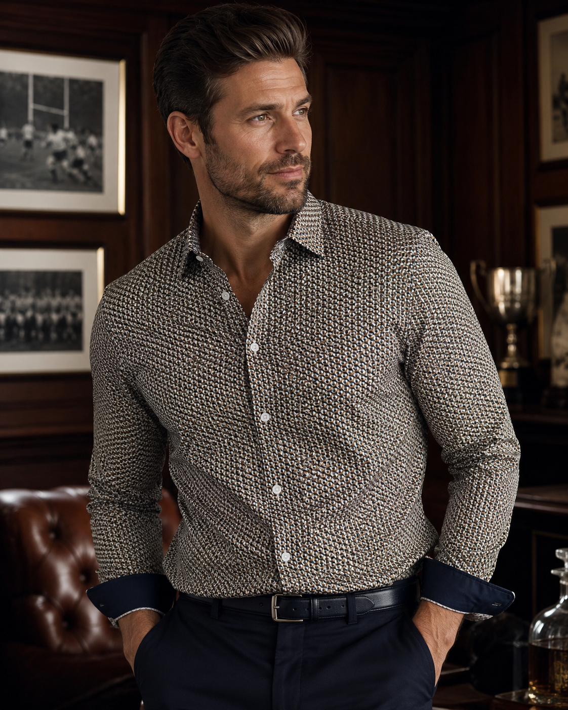 Chemise Rugby Graphique Marine Or