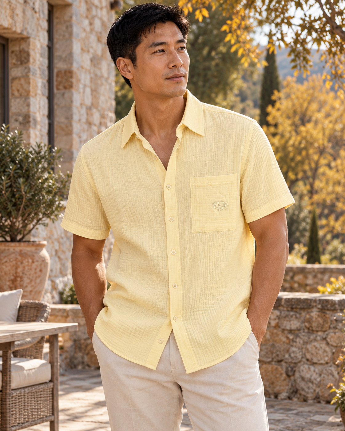 CHEMISETTE RUGBY JAUNE PASTEL