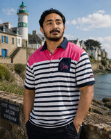 Fuchsia Striped Rugby Polo