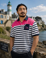 Fuchsia Striped Rugby Polo