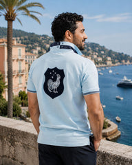 Sky & navy Coq rugby polo shirt