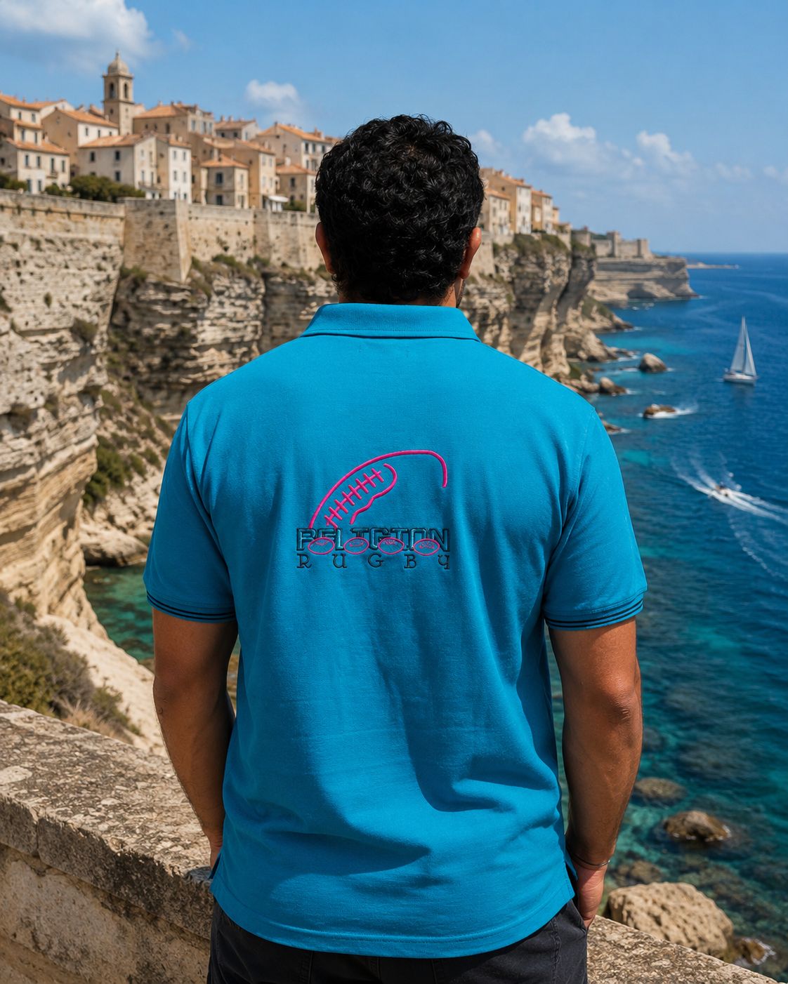 Polo de rugby 'Ballon' bleu tendance
