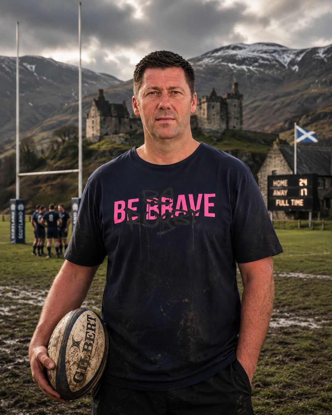 Be Brave rugby T-shirt - navy