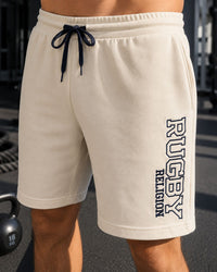 Sand & Navy Fleece Rugby Shorts