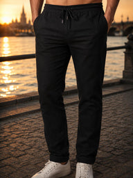 Black Linen Rugby Trousers