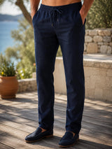 Navy Linen Rugby Pants