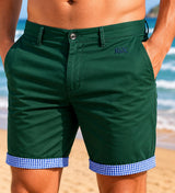 Forest green Bermuda shorts with French flag
