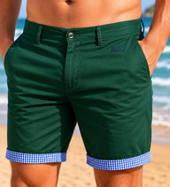 Forest green Bermuda shorts with French flag