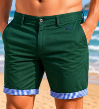 Forest green Bermuda shorts with French flag