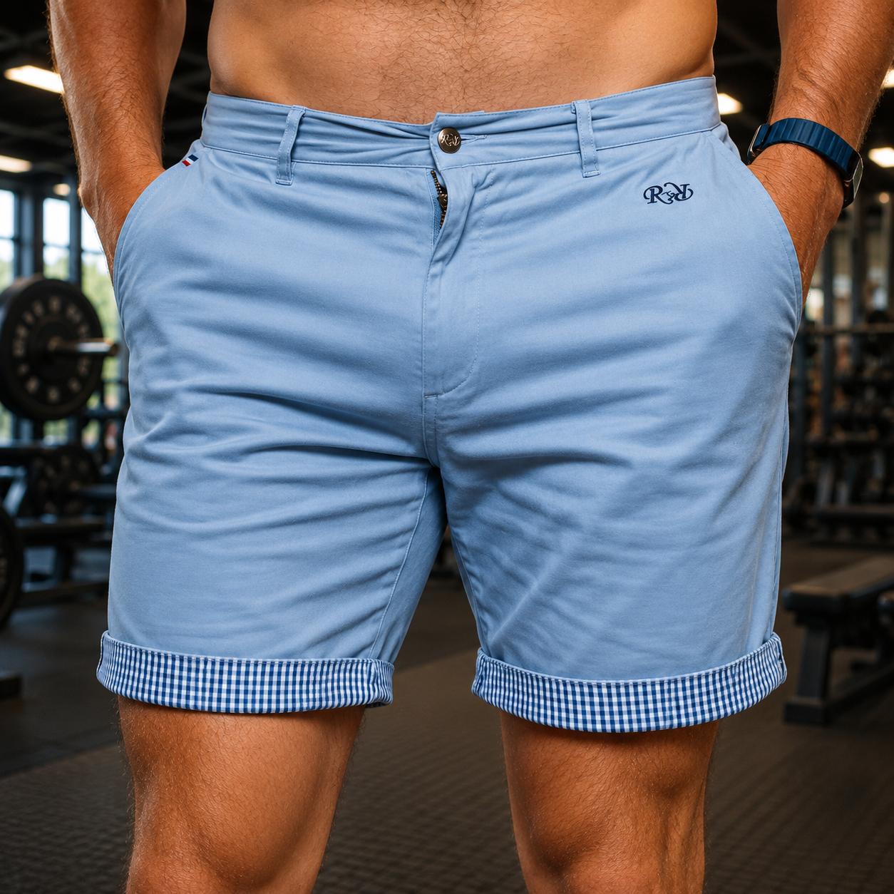 Men's Bermuda Shorts - French Flag - Sky Blue
