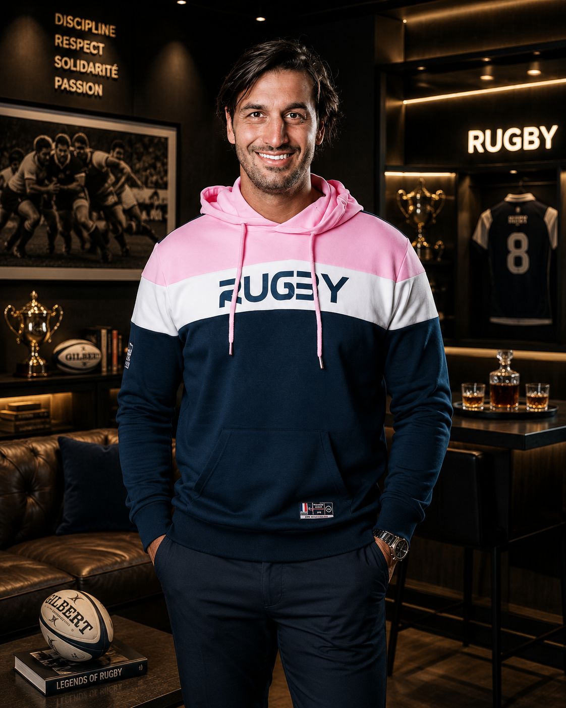 Sweat Rugby Tricolore - Marine