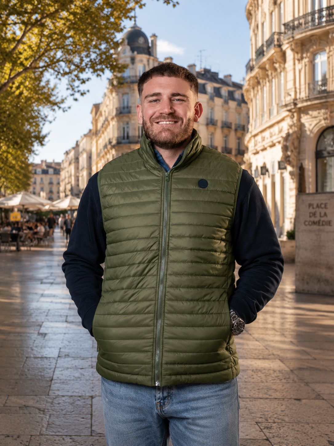 Men's Lightweight Rugby Padded Jacket Khaki