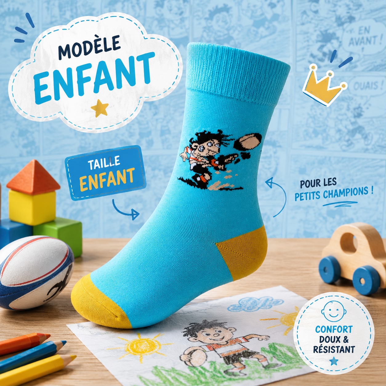 Chaussettes Enfant Les Rugbymen - Teigne