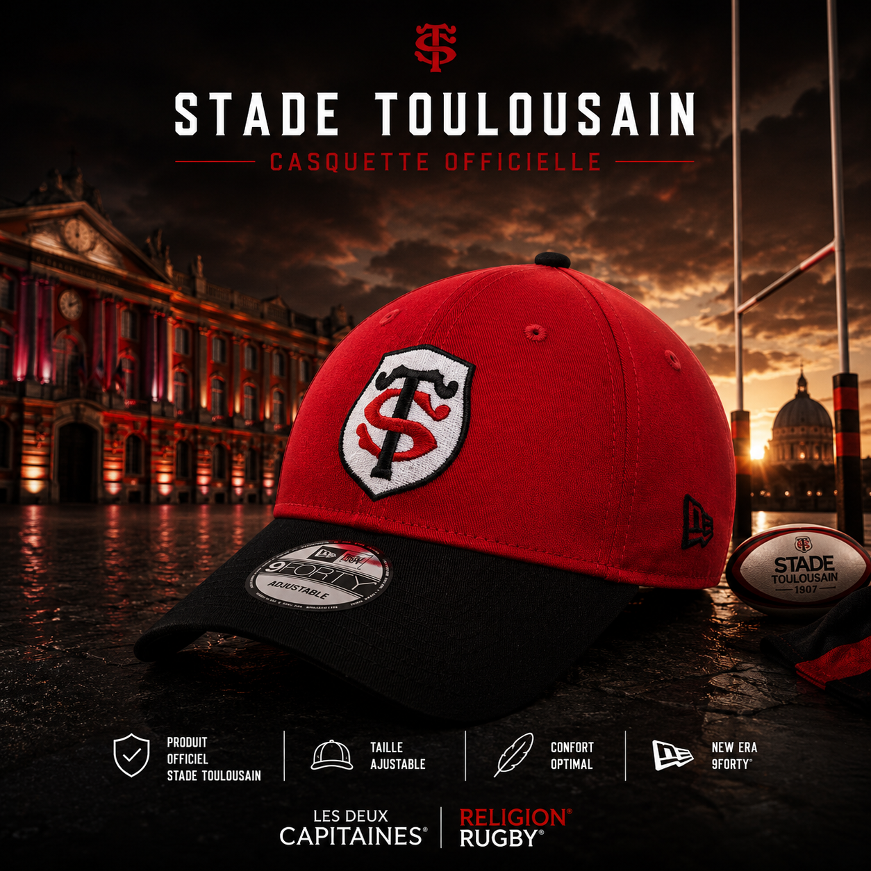 Casquette Team 9FORTY® Rouge et Noire - New Era x Stade Toulousain