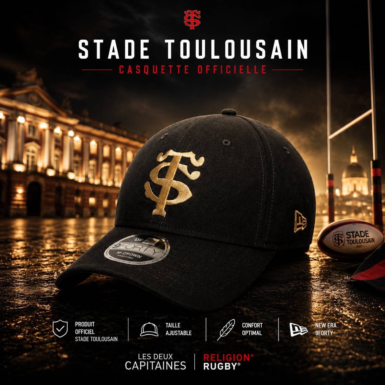 Casquette Suede 9FORTY® Grise - New Era x Stade Toulousain