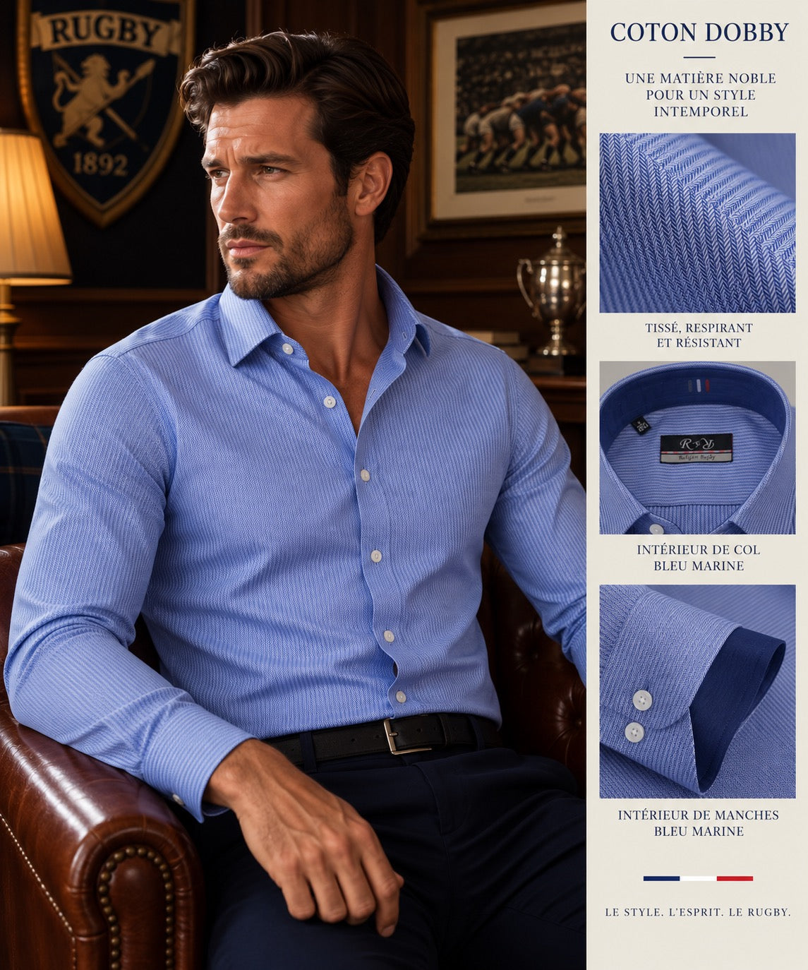 Chemise Rugby Chevron Royal