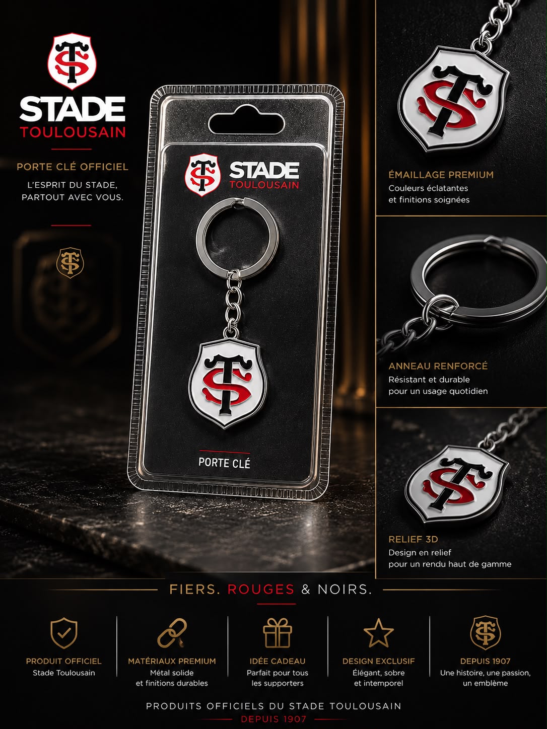 Porte-clés Blason Métallique - Stade Toulousain
